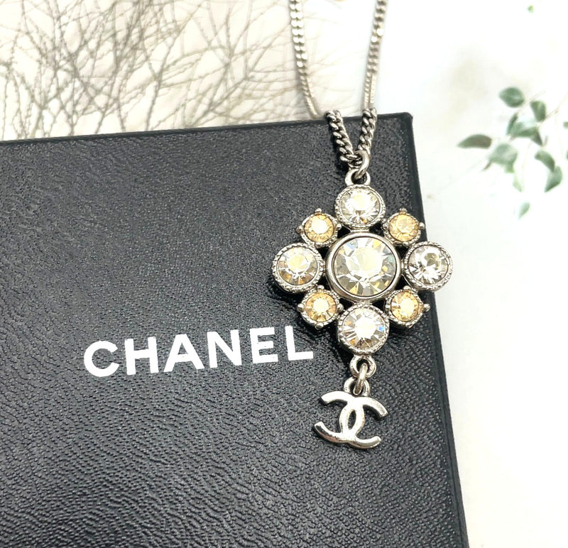 Chanel Coco Mark Rhinestone Silver