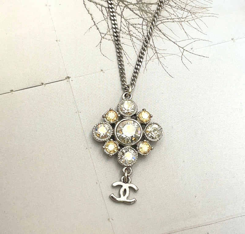 Chanel Coco Mark Rhinestone Silver