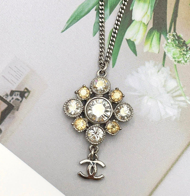 Chanel Coco Mark Rhinestone Silver