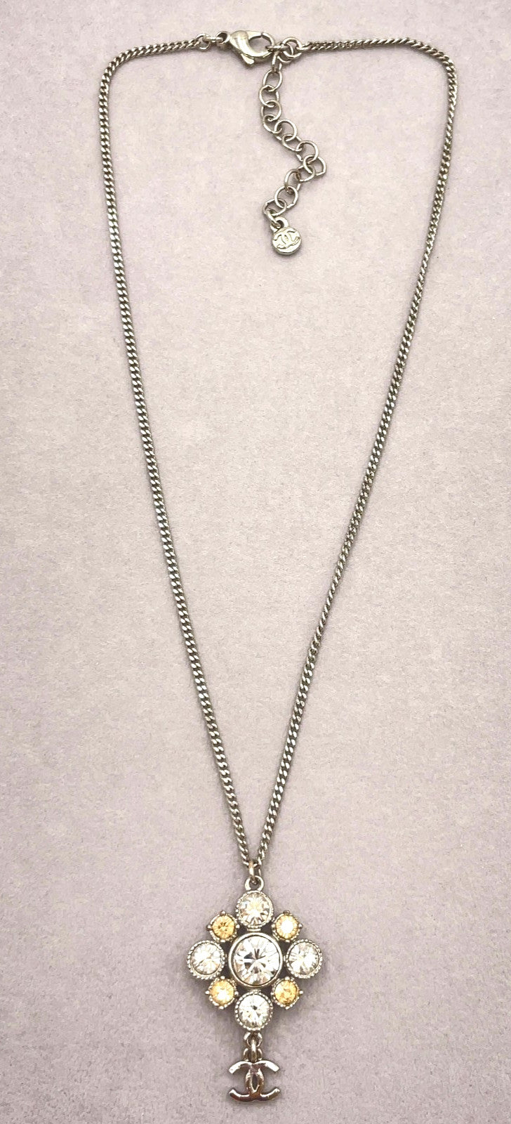 Chanel Coco Mark Rhinestone Silver