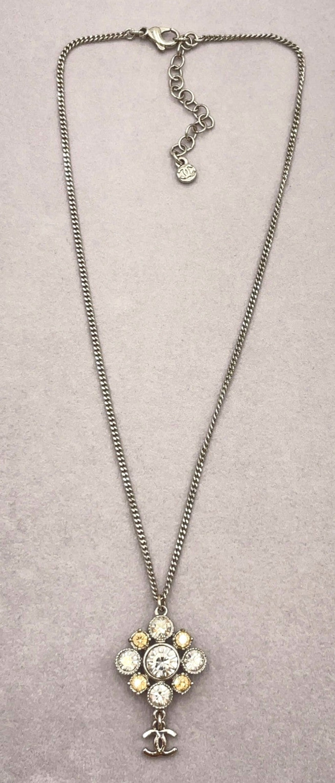 Chanel Coco Mark Rhinestone Silver