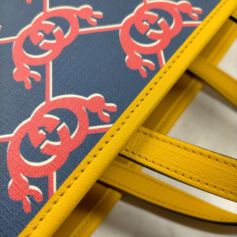 Gucci Hand Bag Navy Blue Pvc