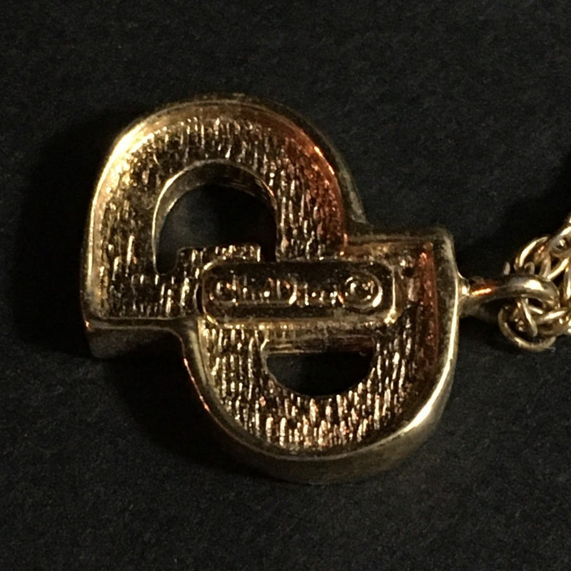 Christian Dior Cd Logo Rhinestone Gold