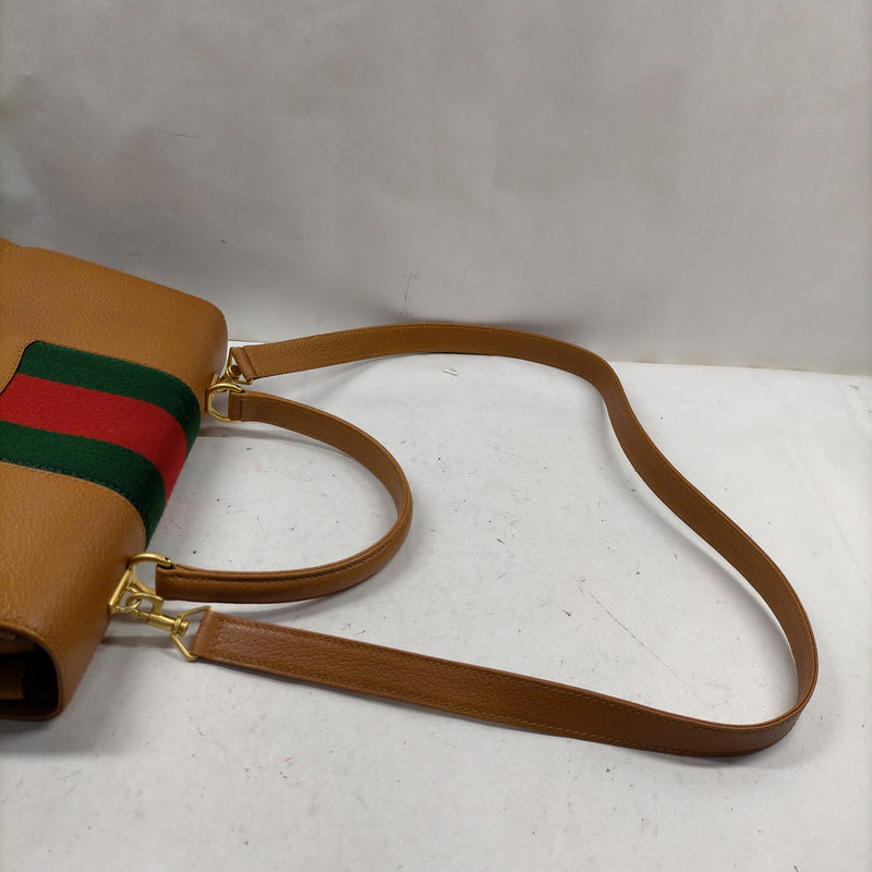 Gucci Hand Bag Sherry Line Brown Leather