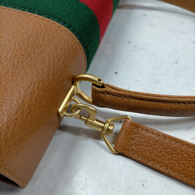 Gucci Hand Bag Sherry Line Brown Leather