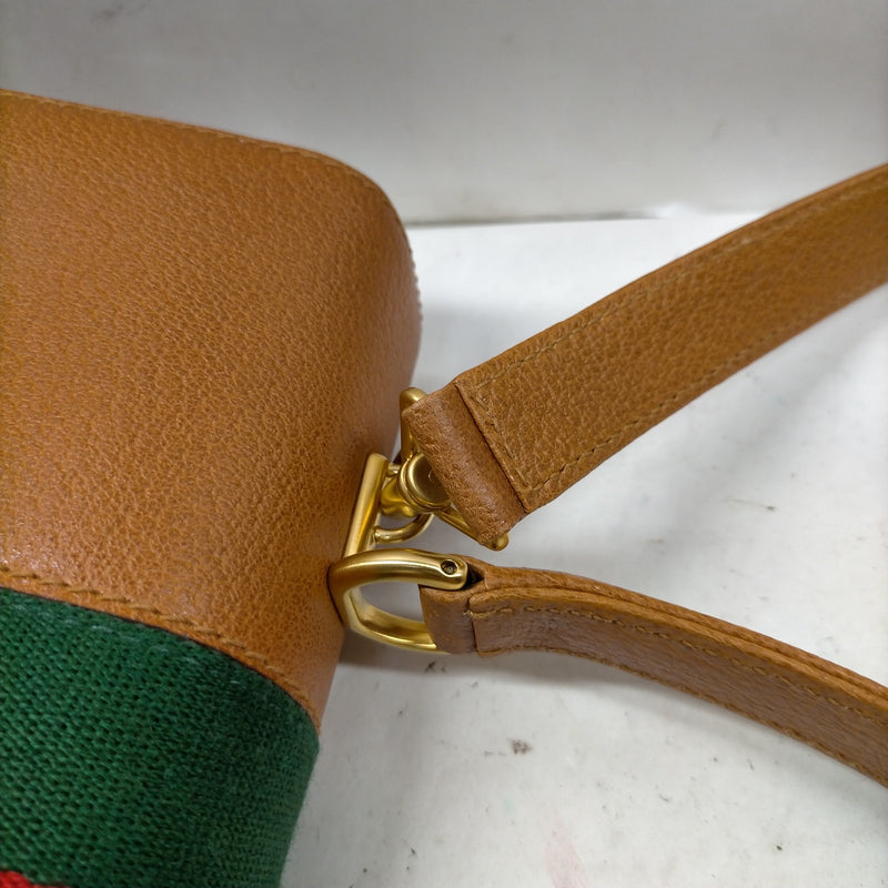 Gucci Hand Bag Sherry Line Brown Leather