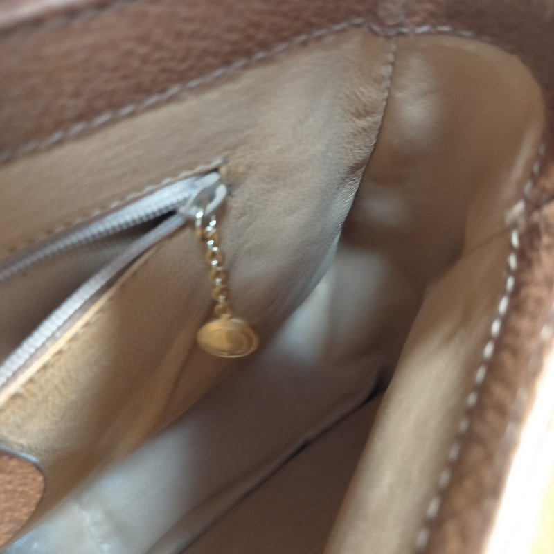 Gucci Hand Bag Sherry Line Brown Leather