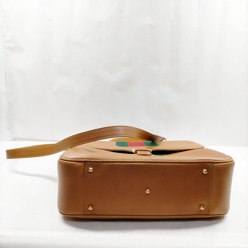Gucci Hand Bag Sherry Line Brown Leather