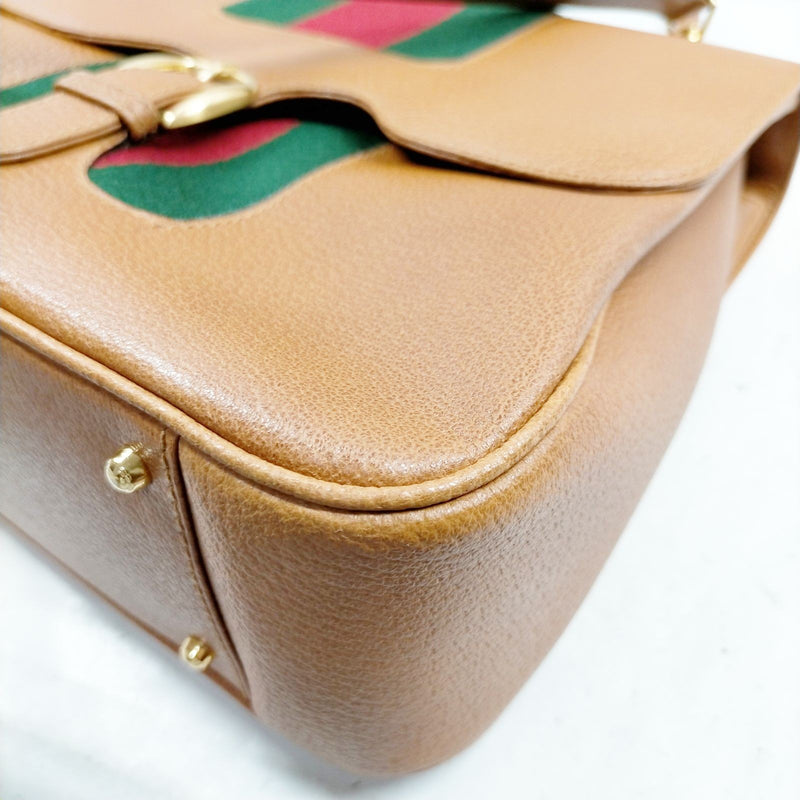 Gucci Hand Bag Sherry Line Brown Leather