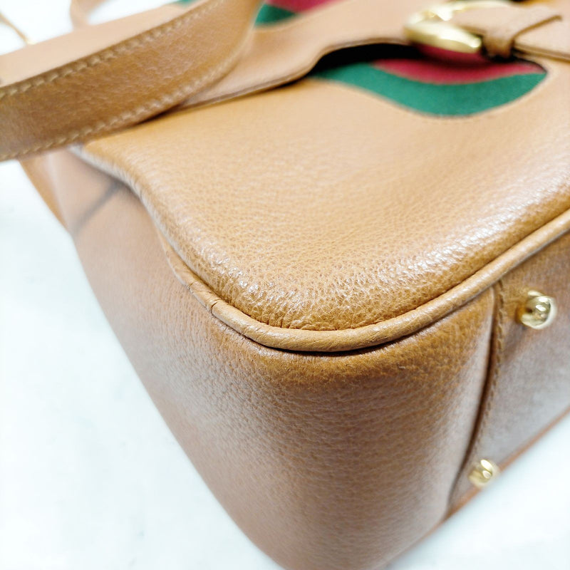 Gucci Hand Bag Sherry Line Brown Leather