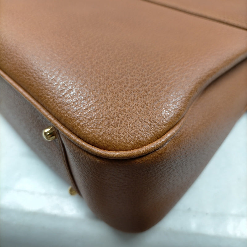 Gucci Hand Bag Sherry Line Brown Leather