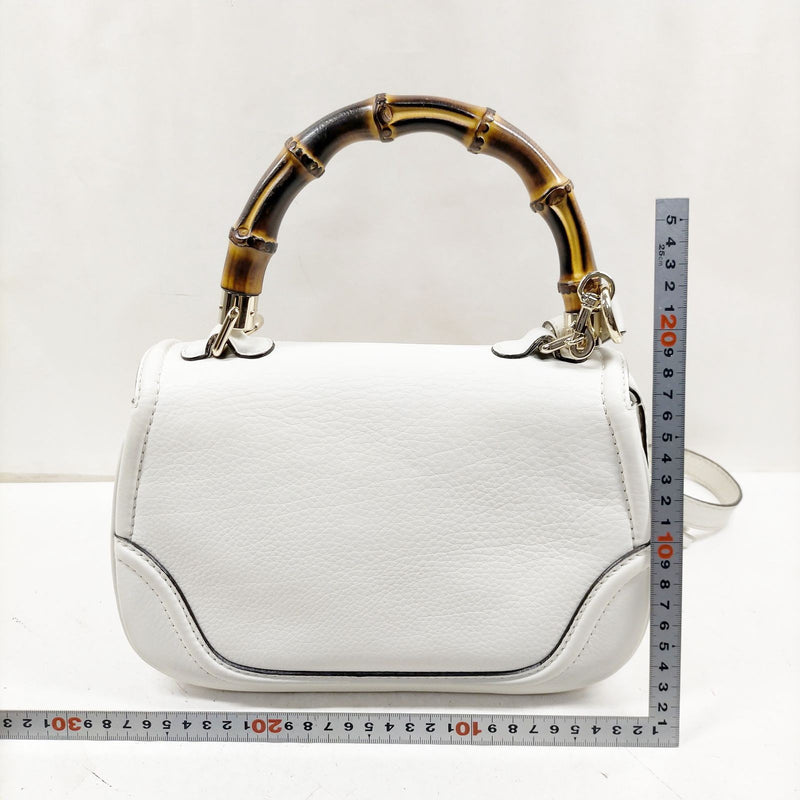 Gucci Hand Bag Bamboo White Leather