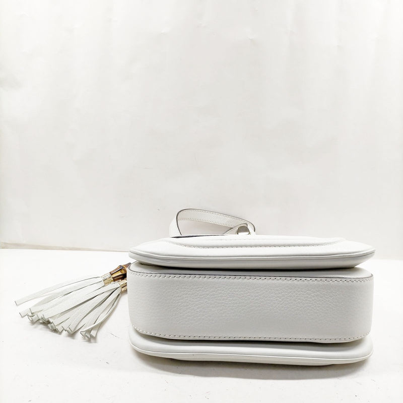 Gucci Hand Bag Bamboo White Leather