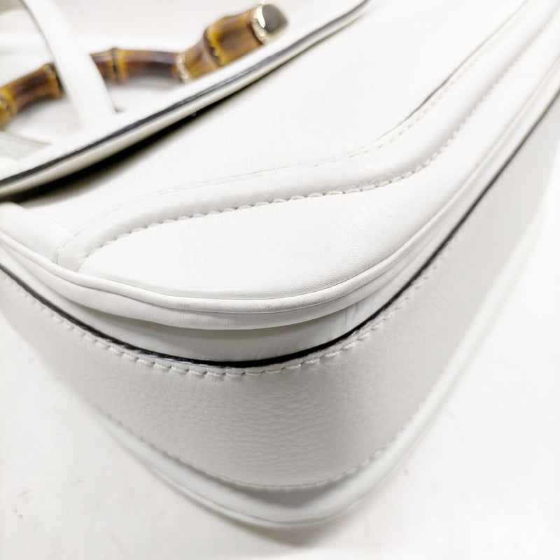 Gucci Hand Bag Bamboo White Leather