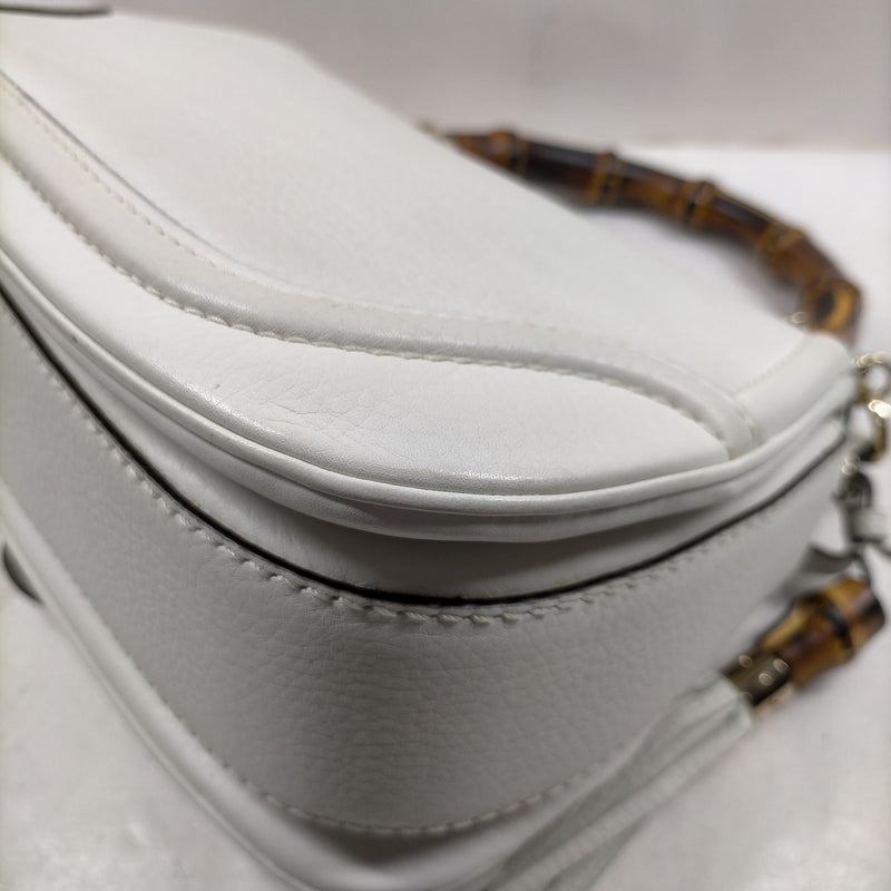 Gucci Hand Bag Bamboo White Leather
