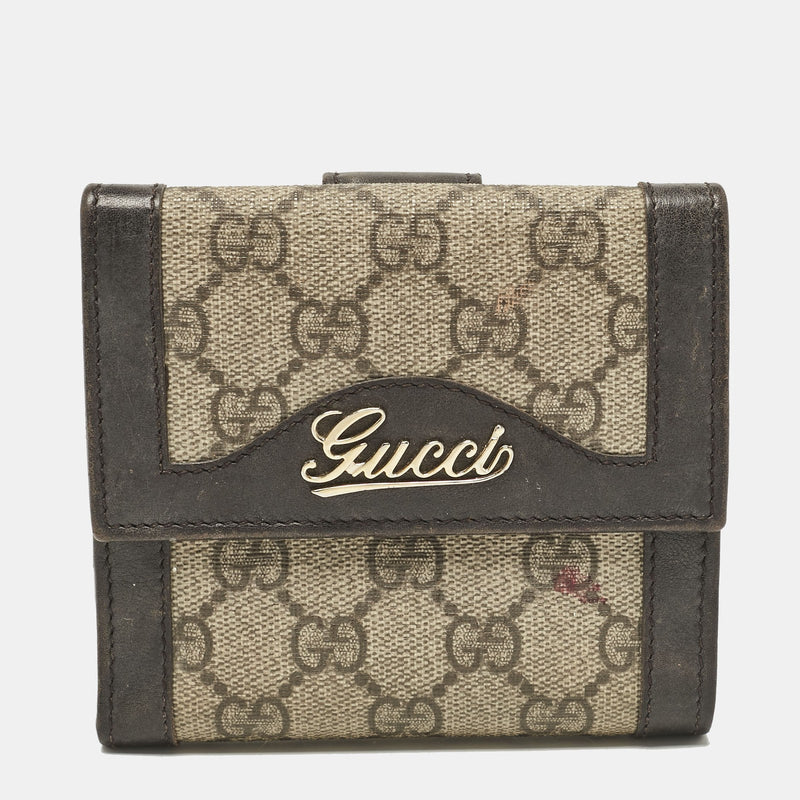 Gucci Brown/Beige Gg Supreme Canvas And