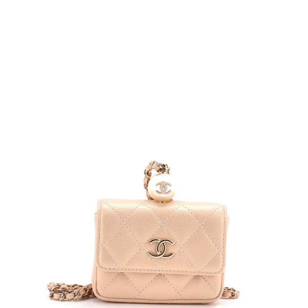 Chanel Cc Pearl Coin Card Holder With