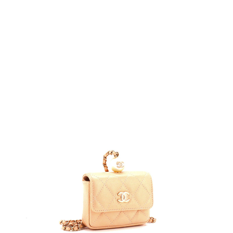 Chanel Cc Pearl Coin Card Holder With