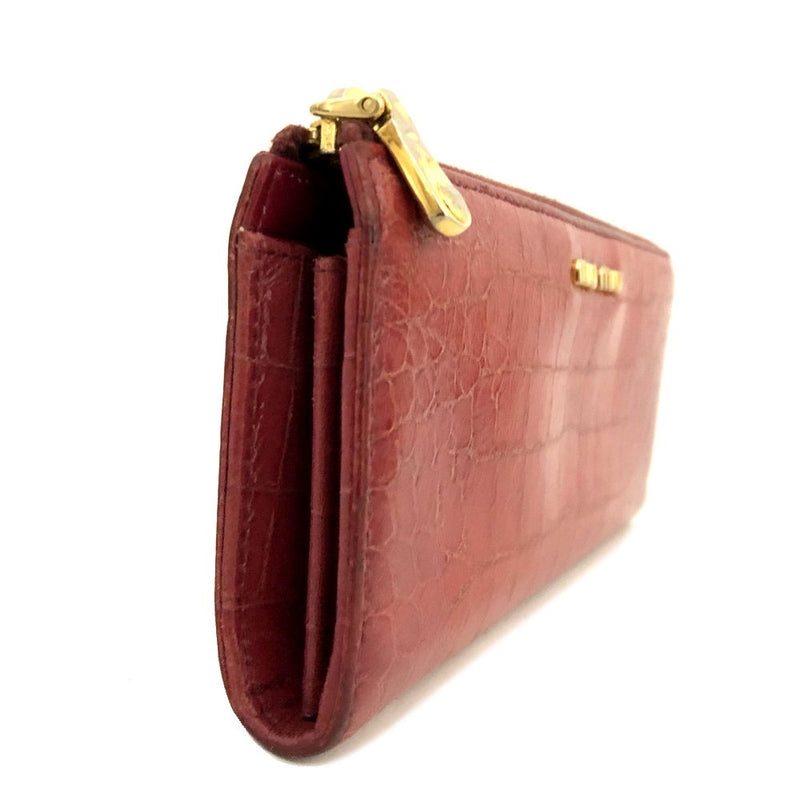 Miu Logo Embossed Leather Zippy Long