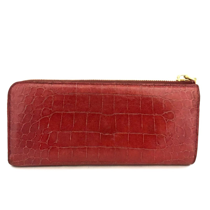 Miu Logo Embossed Leather Zippy Long