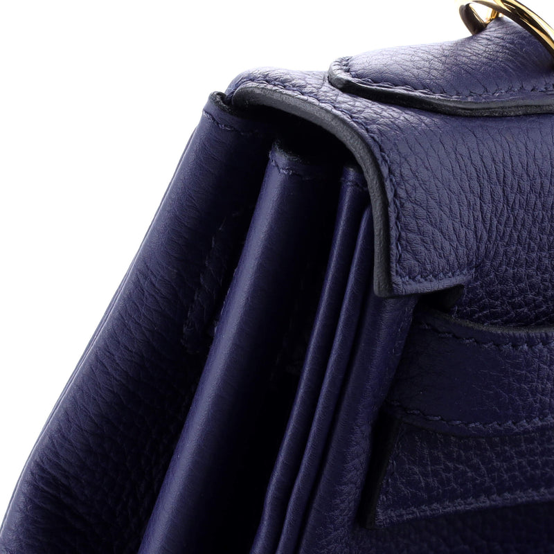 Hermes Kelly Handbag Bleu Encre Togo