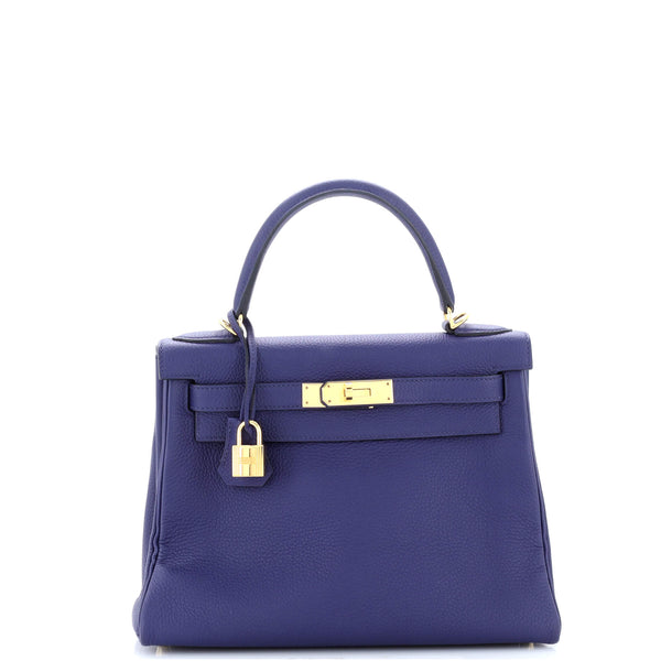 Hermes Kelly Handbag Bleu Encre Togo