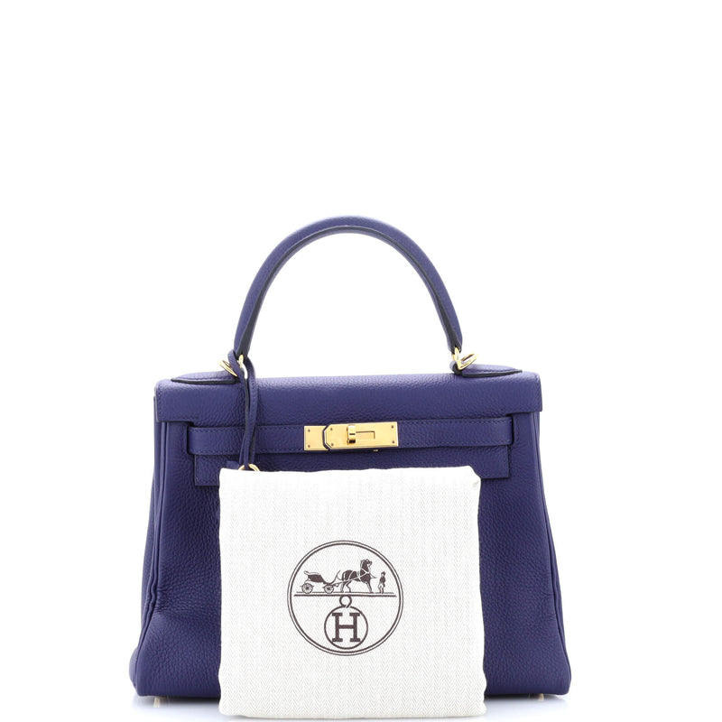 Hermes Kelly Handbag Bleu Encre Togo