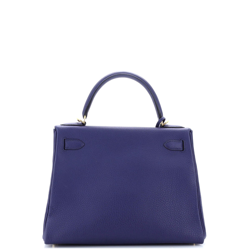 Hermes Kelly Handbag Bleu Encre Togo