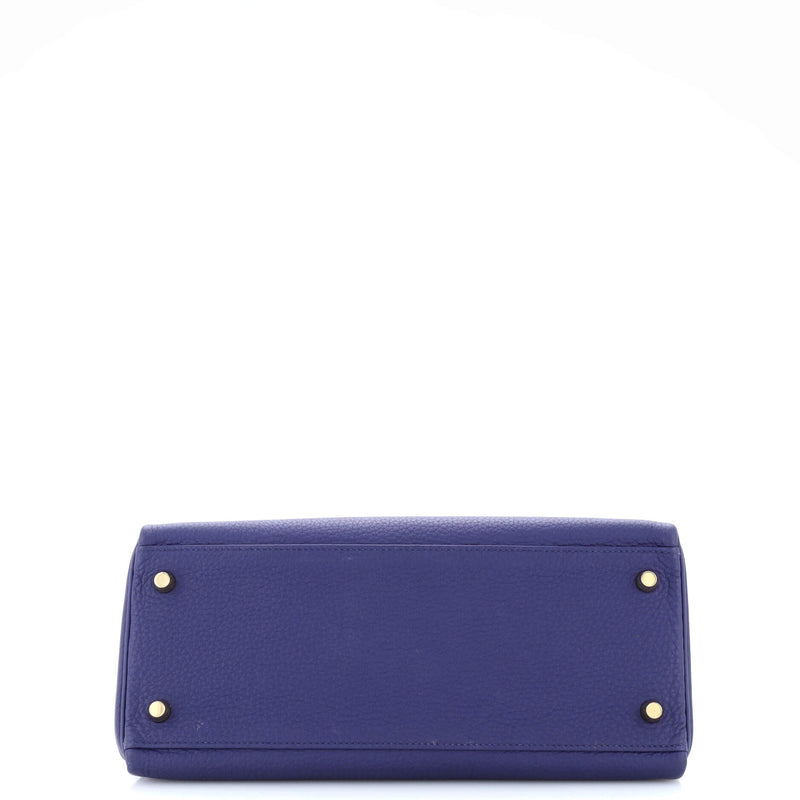 Hermes Kelly Handbag Bleu Encre Togo