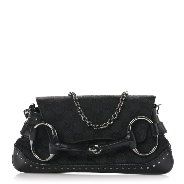 Gucci Studded Horsebit Clutch Black
