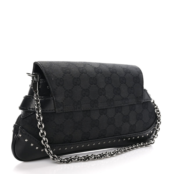 Gucci Studded Horsebit Clutch Black