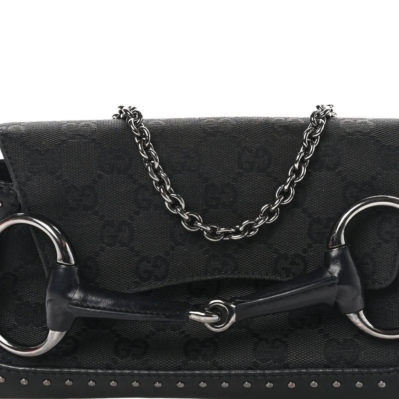 Gucci Studded Horsebit Clutch Black