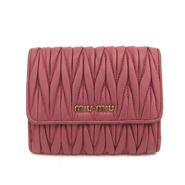 Miu Logo Gather Leather Bifold Wallet