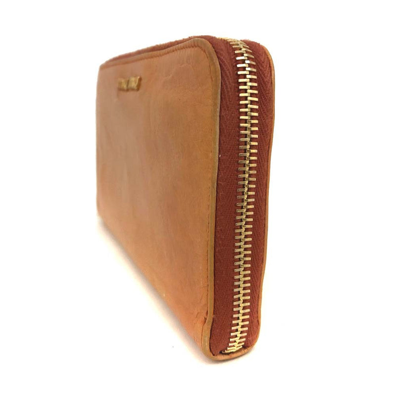 Miu Logo Leather Zip Around Long Wallet