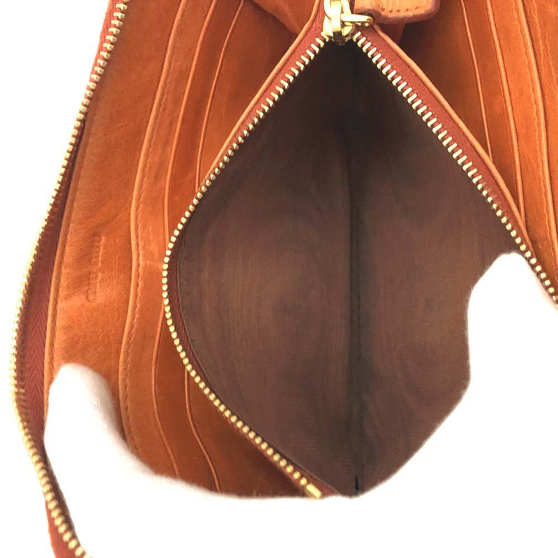 Miu Logo Leather Zip Around Long Wallet