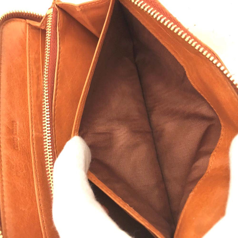 Miu Logo Leather Zip Around Long Wallet