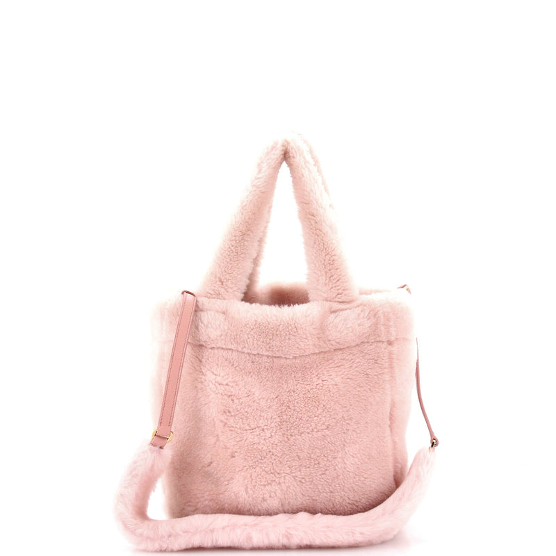 Prada Logo Tote Shearling Small