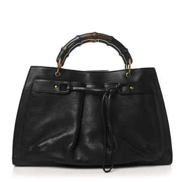 Gucci Calfskin Bamboo Handle Tote Black
