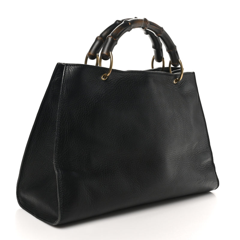 Gucci Calfskin Bamboo Handle Tote Black