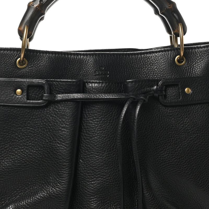 Gucci Calfskin Bamboo Handle Tote Black