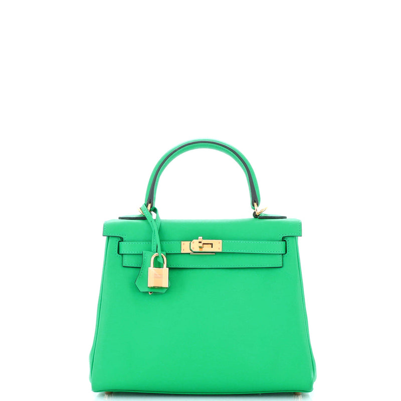 Hermes Kelly Handbag Menthe Swift With