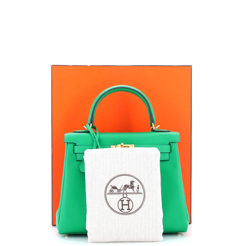 Hermes Kelly Handbag Menthe Swift With