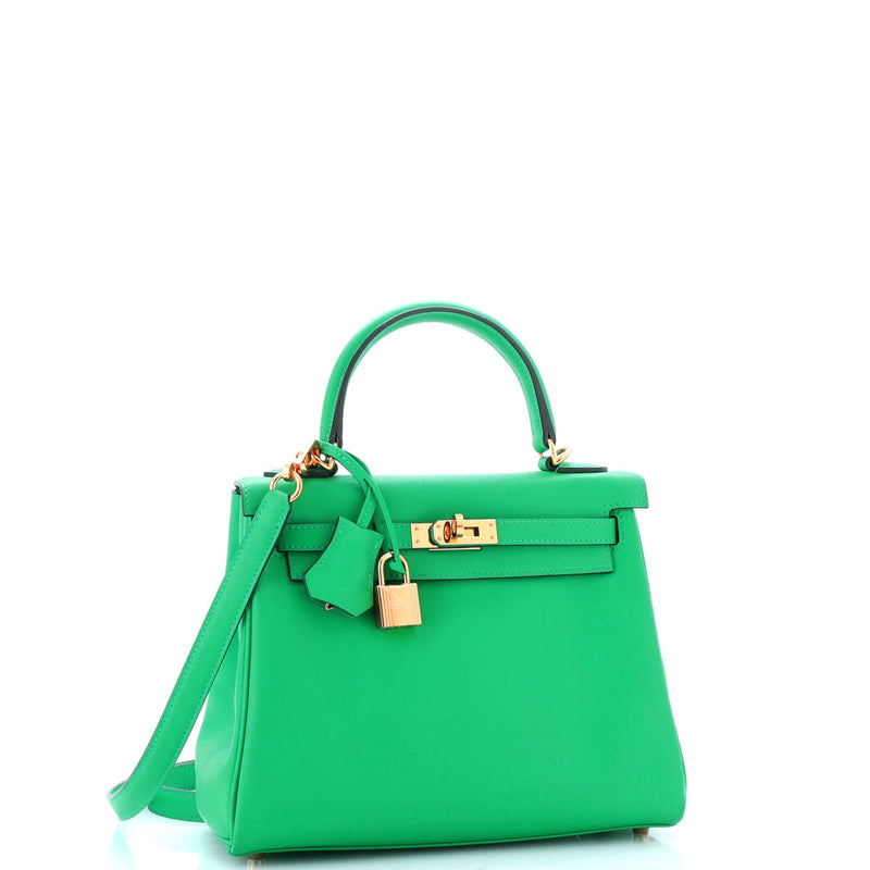 Hermes Kelly Handbag Menthe Swift With