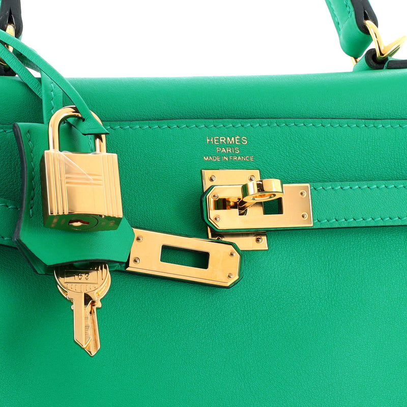 Hermes Kelly Handbag Menthe Swift With