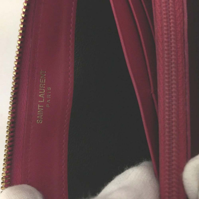 Saint Laurent Logo Leather Zip Around