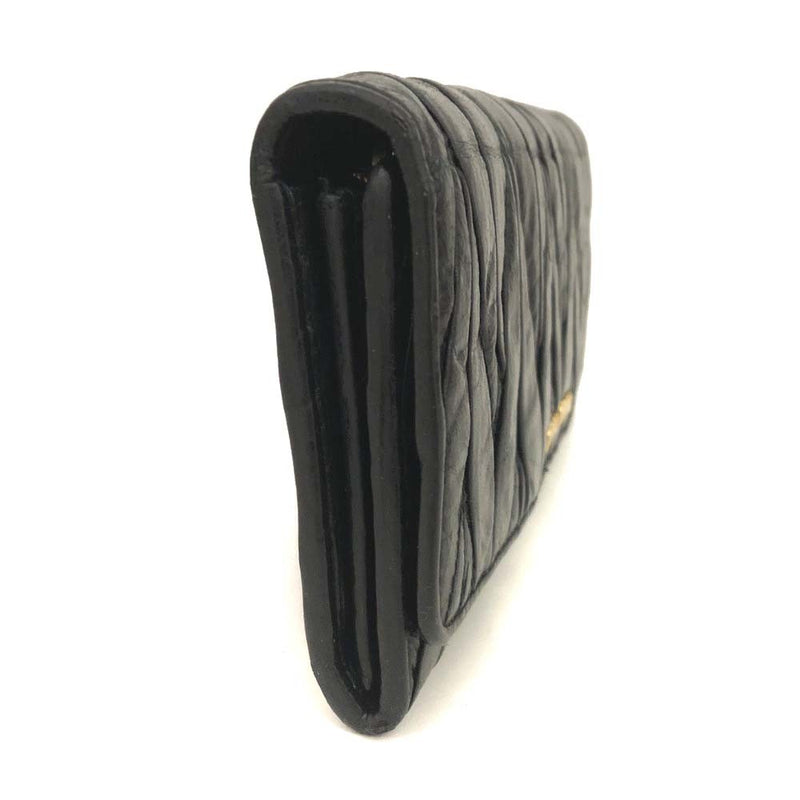 Miu Logo Gather Leather Zip Around Long