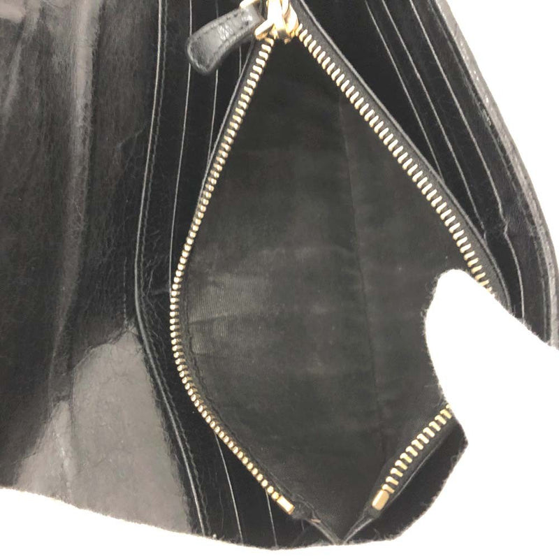 Miu Logo Gather Leather Zip Around Long