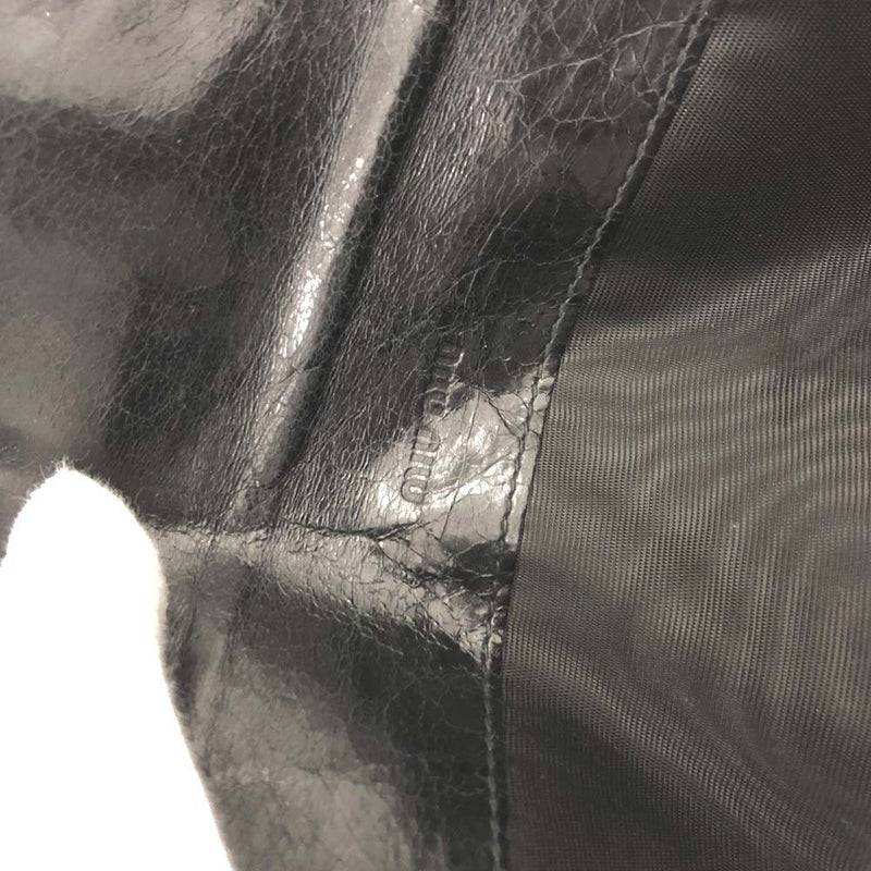 Miu Logo Gather Leather Zip Around Long