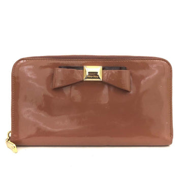 Miu Ribbon Logo Patent Leather Zip