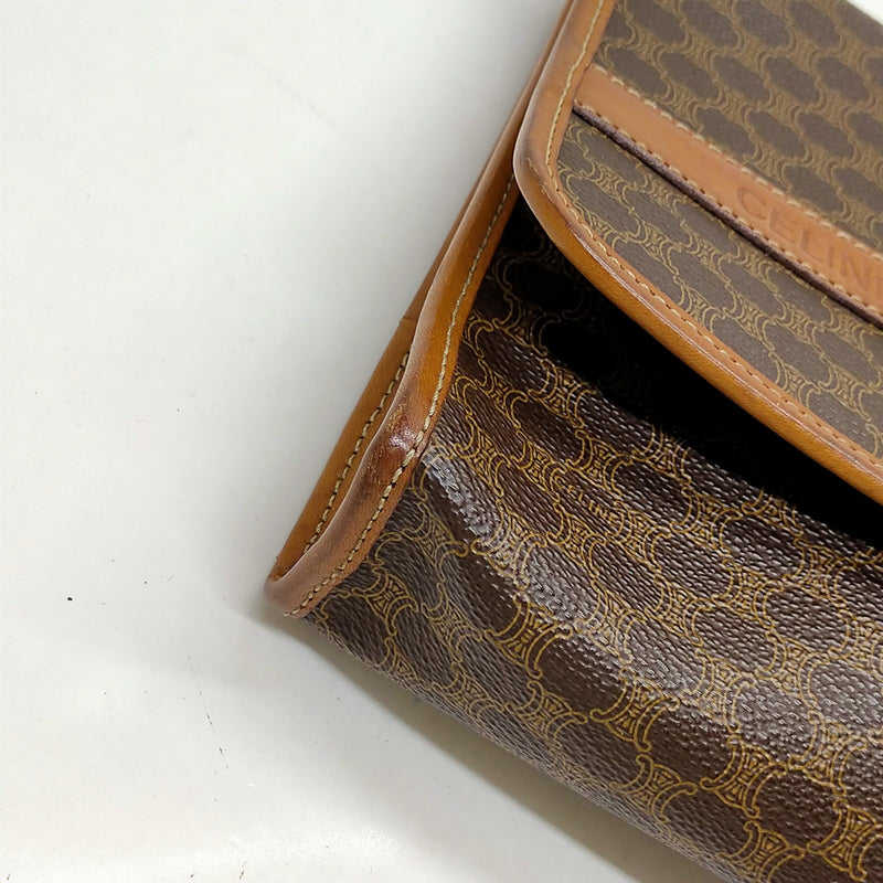 Celine Shoulder Bag Brown Pvc